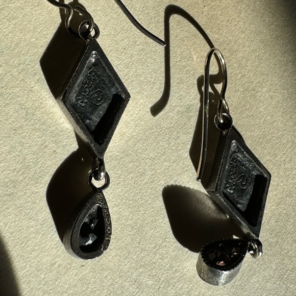 Patricia Locke silver tone multicolored crystal dangle vintage earrings - Picture 12 of 13